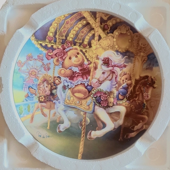 Vtg 93 Crestley Collection Teddy Bear Fair Plate 1 Tom DuBoisHere We Go Round - Picture 1 of 7